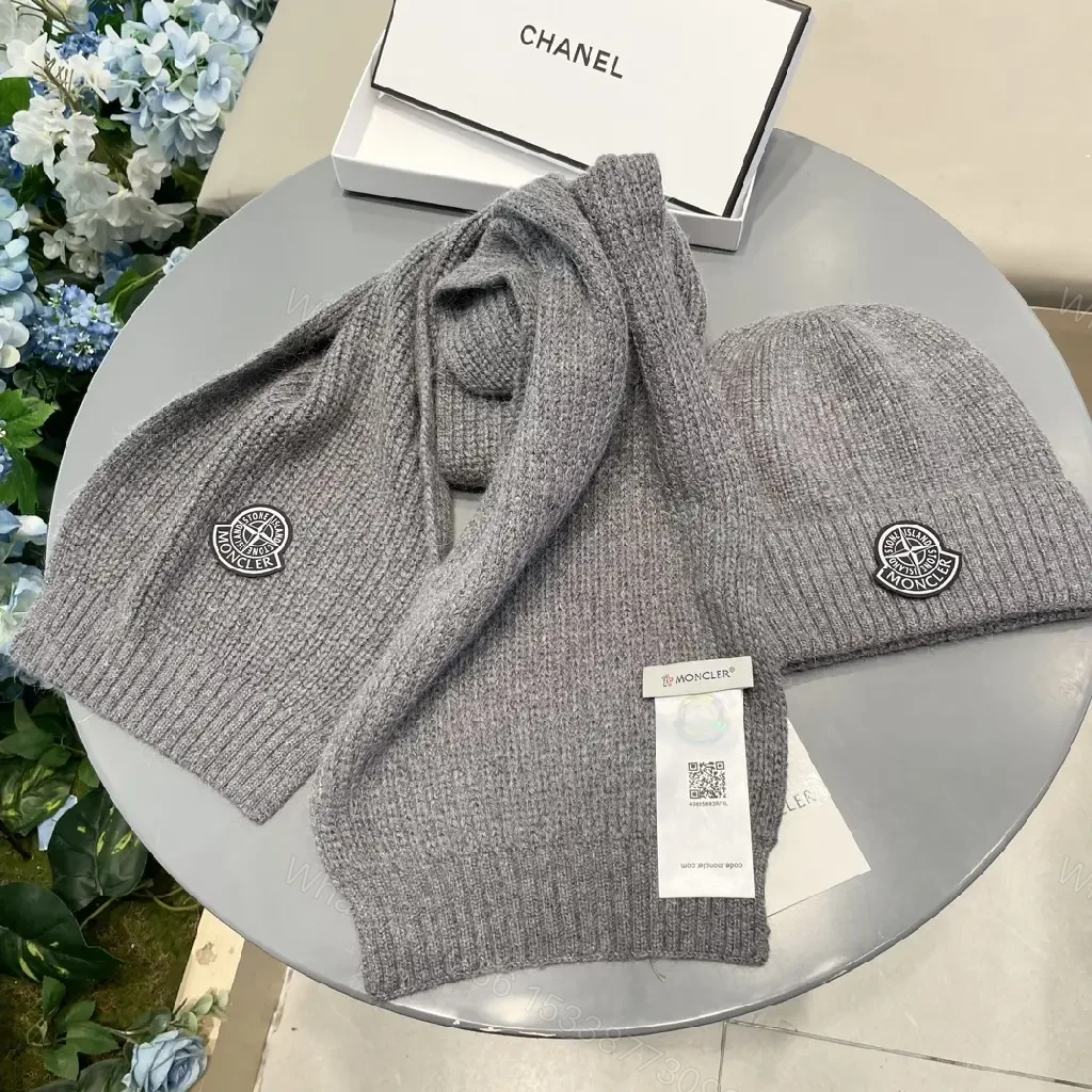 View 7 of Gray Knit Set: Structured Warmth Beanie & Scarf Duo