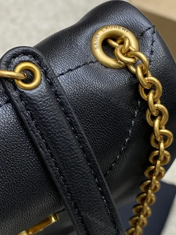 View 8 of Compact Luxe Crossbody: Gold-YSL Monogram Leather Bag