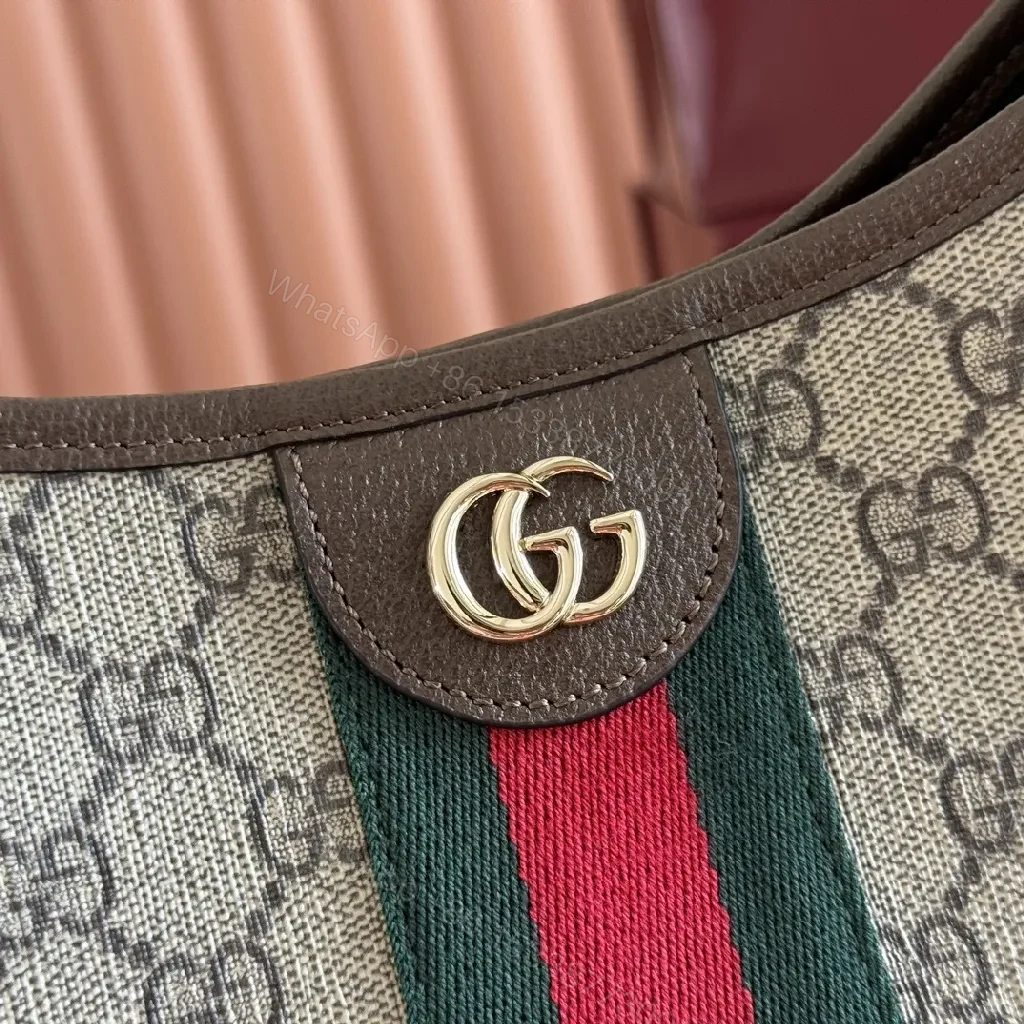 View 4 of Green-Red Web GG Messenger Bag: Leather Trim, Modern Sophistication