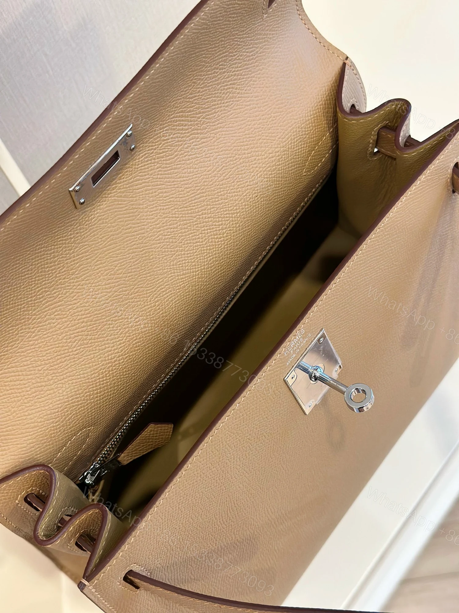 View 5 of Hermes Kelly 28 Epsom Brown Palladium Hardware