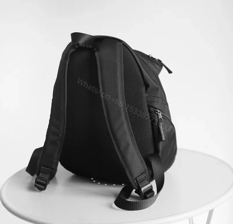 View 3 of Black Tech-Ready Backpack, Minimal Balenciaga-Inspired, Compact, Water-Resistant, Everyday Carry