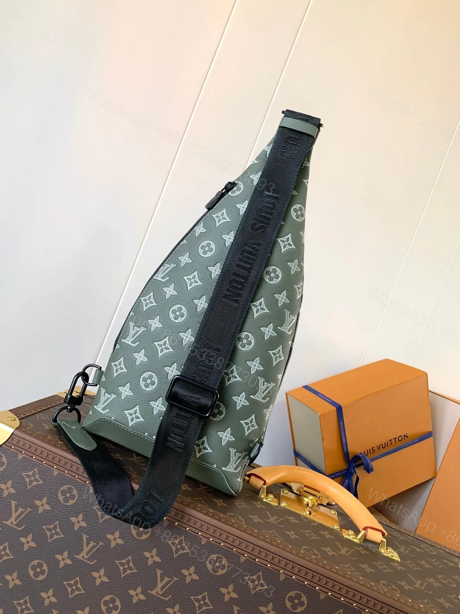 View 3 of LV DUO CROSSBAG BAG 42 IN GREEN AND WHITE MONOGRAM SHADOW COWHIDE