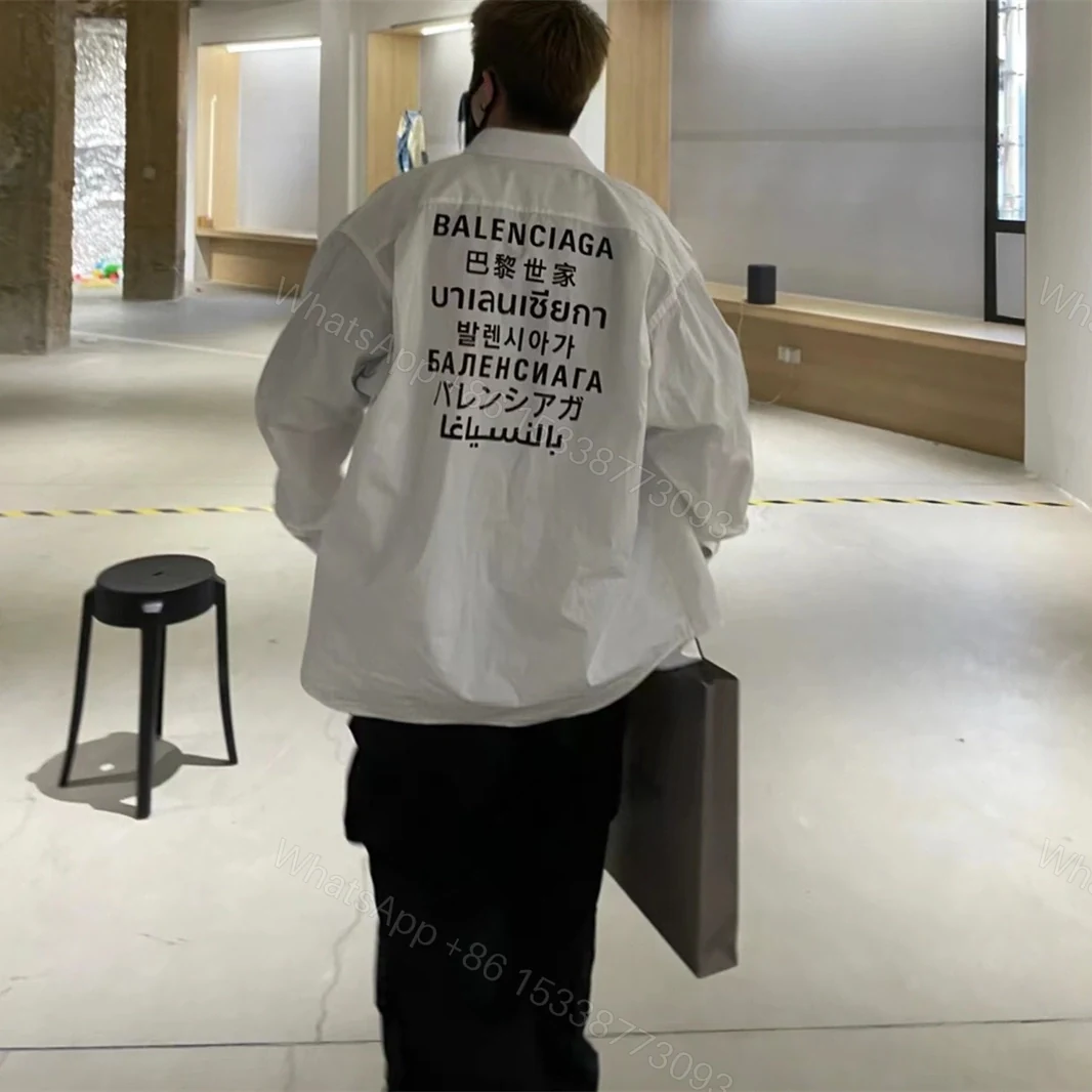 View 13 of 高仿Balenciaga*SS24系列647357七國語言襯衫白色