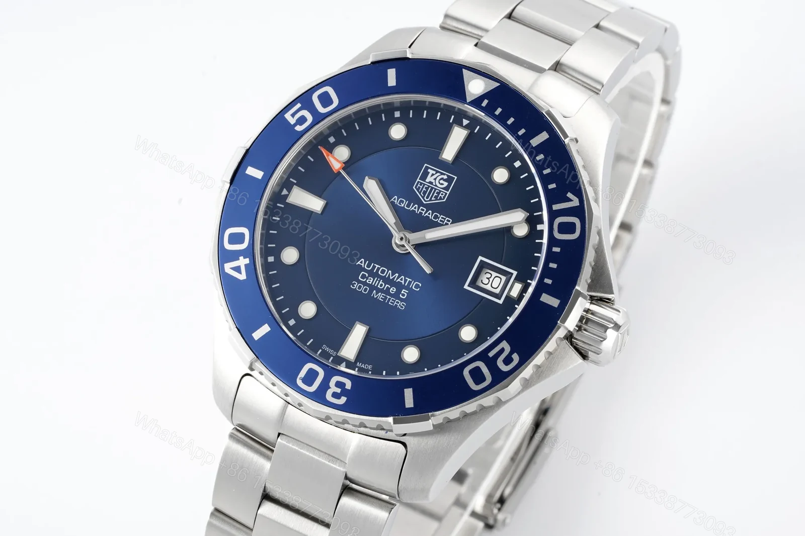 View 3 of TAG Heuer Super Series Automatic Watch – Blue Dial, Stainless Steel Bracelet, Diver Style