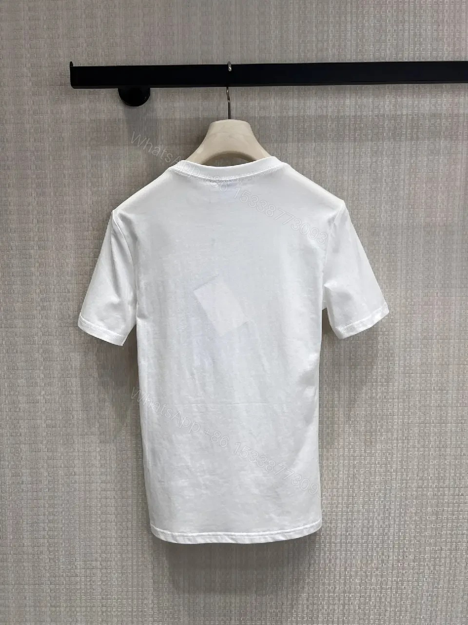 View 10 of White Cotton T-Shirt Dior Circle Logo Design Classic Tee