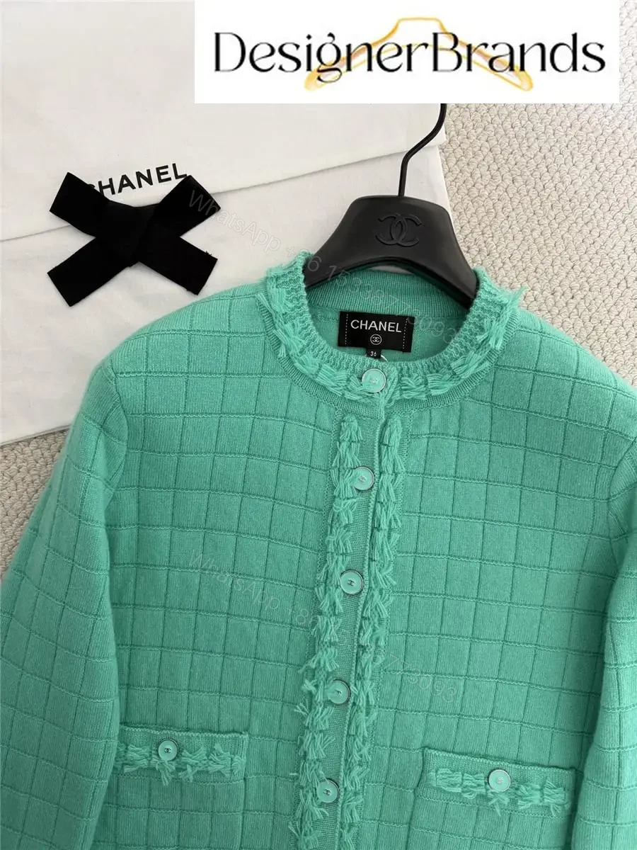 View 5 of Mint Grid-Texture Tweed Jacket: Modern Color Pop, Fringe Detail