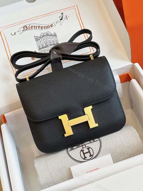Hermes Constance Bag Epsom Gold Black Handbags 19cm — view 1