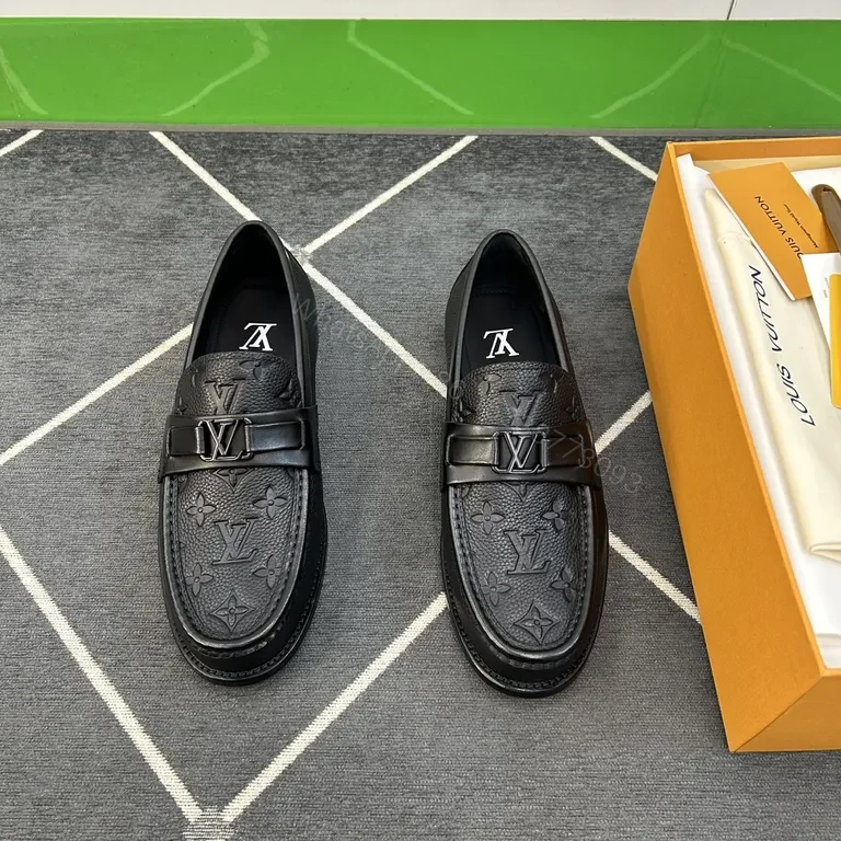View 6 of Refined Monogram Leather Driver â€“ Black Oxford Loafer