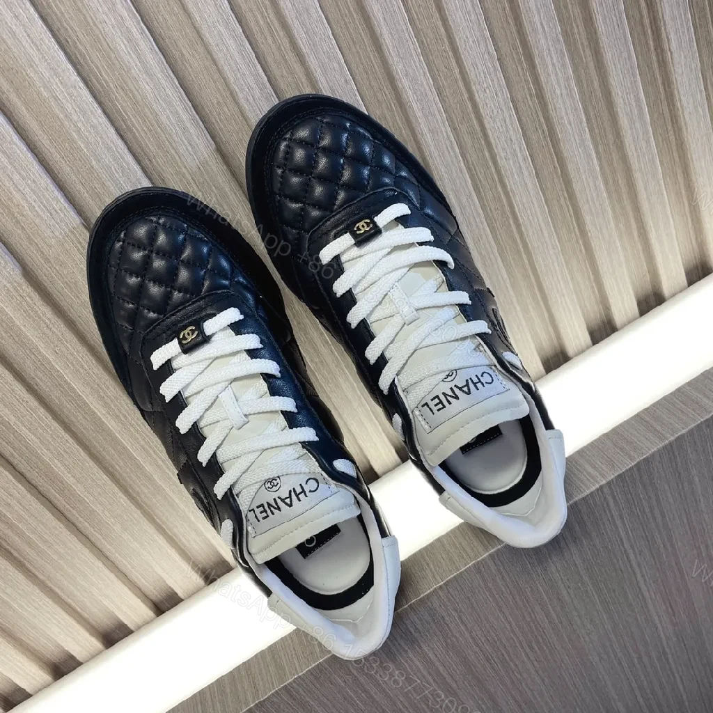 View 7 of Quilted Leather Sneaker - Dual-Texture Black & White, Luxe Comfort