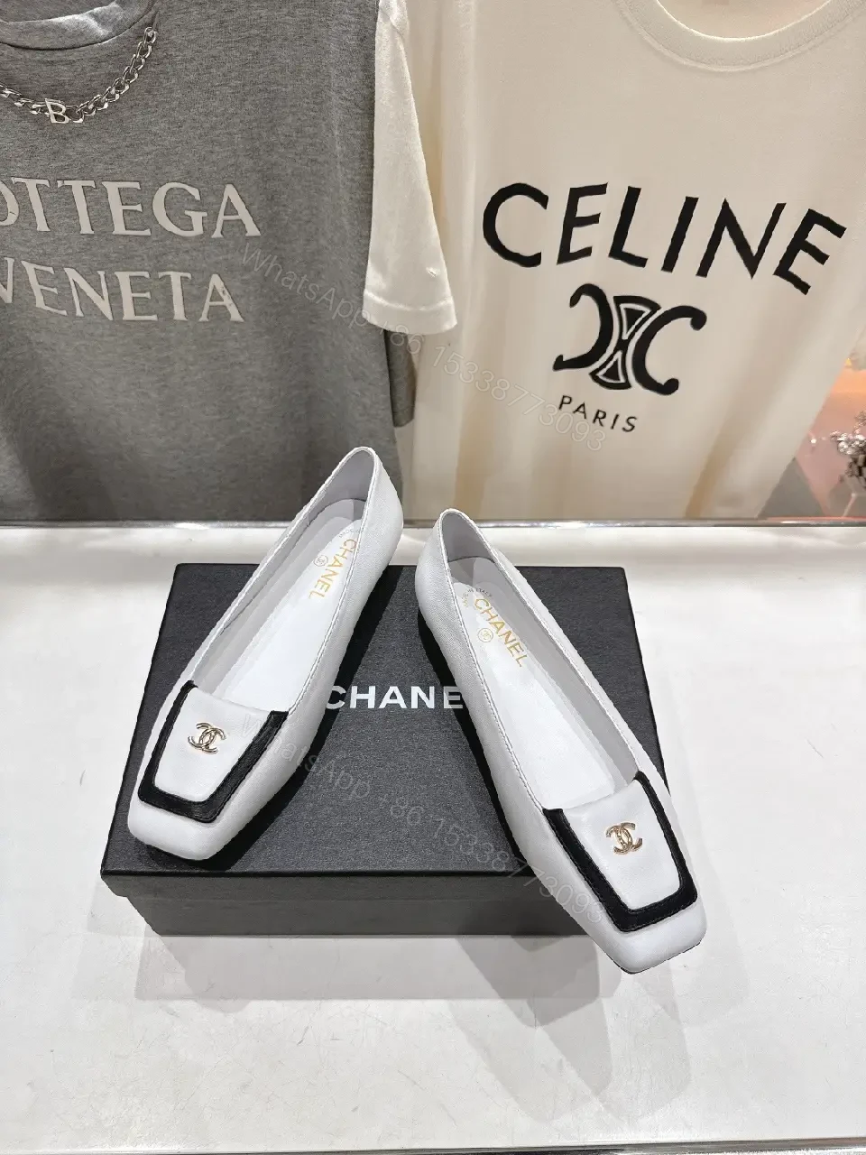 View 8 of White Leather Loafers with Black Trim - Luxe Minimalist Style, Comfortable Slip-On