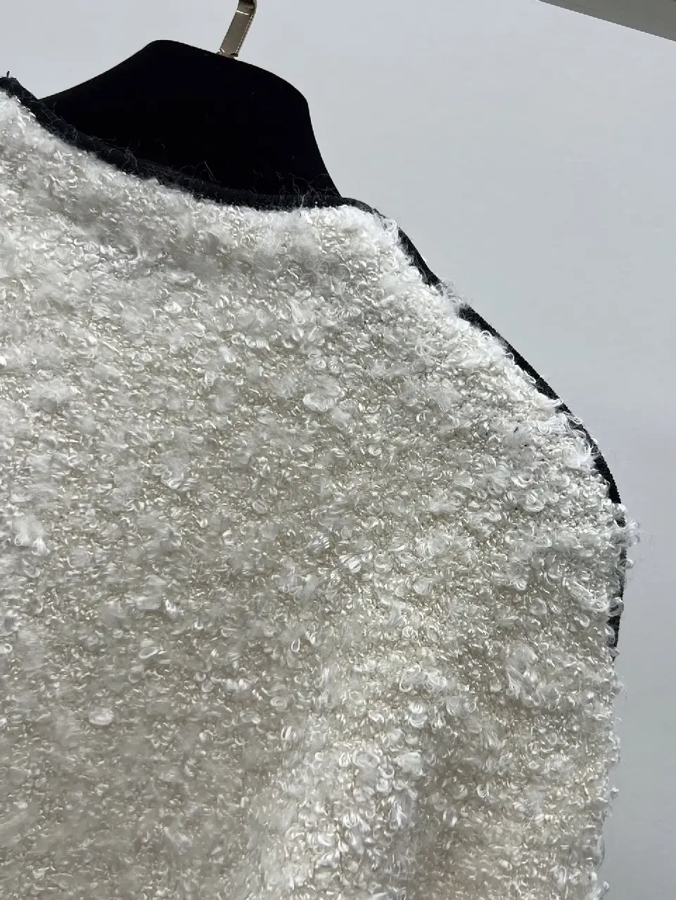 View 7 of Off-White Bouclé Cropped Jacket with Gold Button Trim