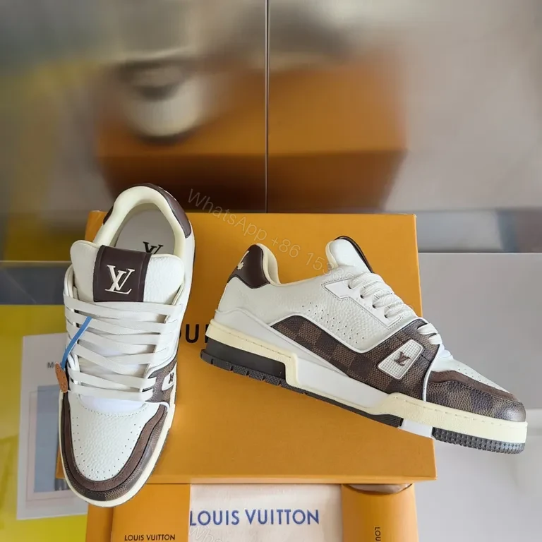 View 4 of Minimalist Luxury Sneakers: LV-Inspired Leather High-Tops