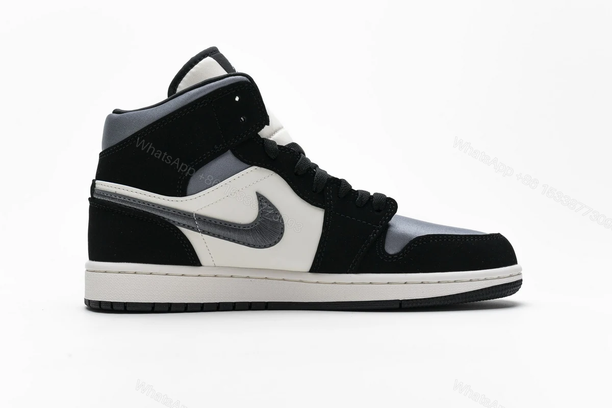 View 2 of Air Jordan 1 Mid Satin Grey Toe 852542-011