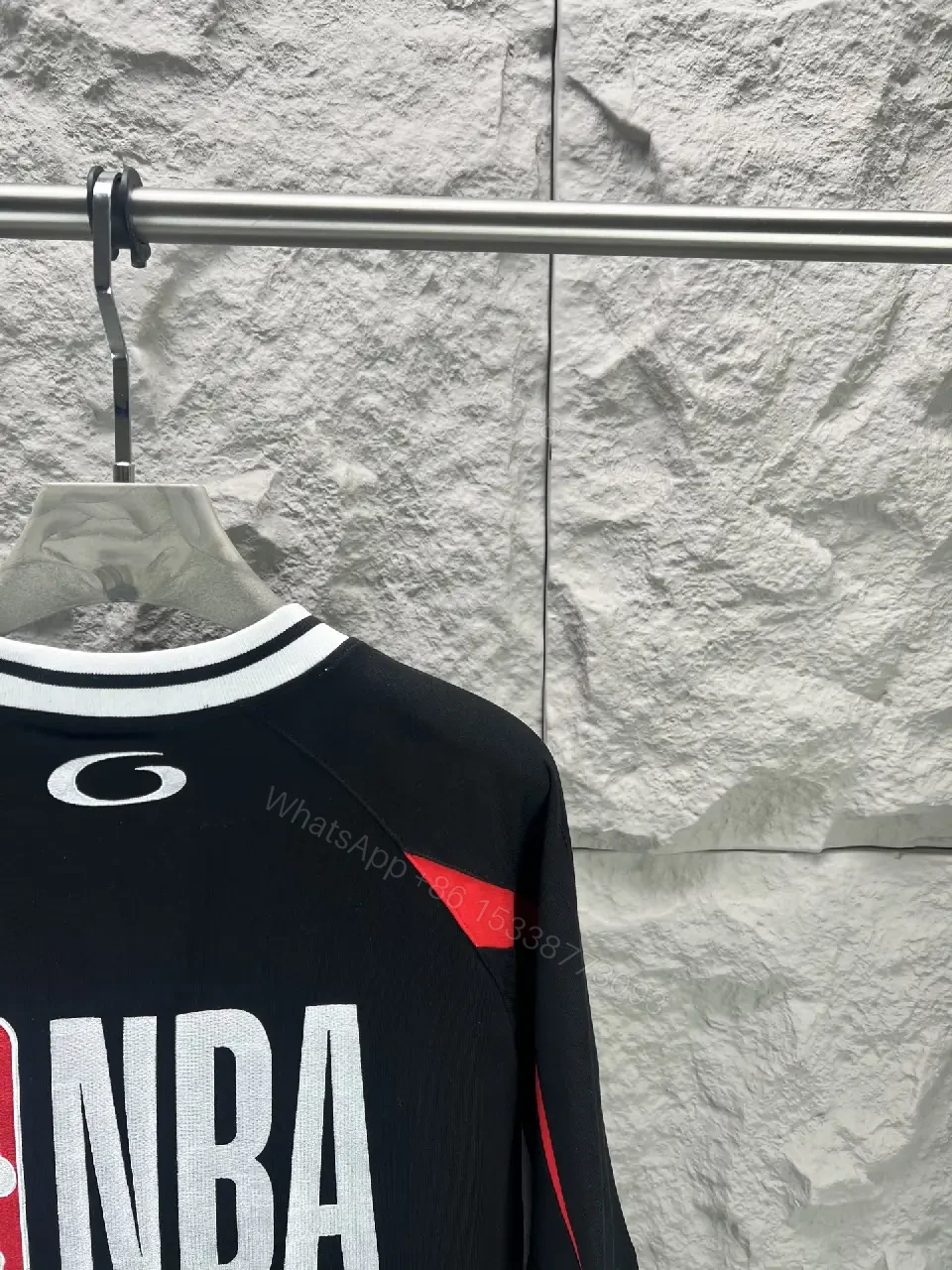 View 3 of Black White Red Oversized Athletic Jersey with BALENCIAGA 10 Front