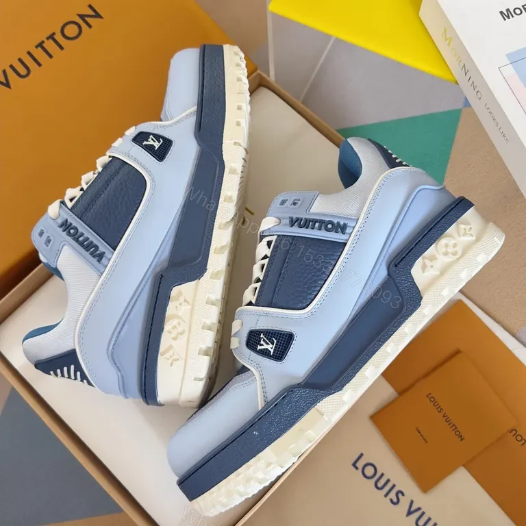 View 5 of Blue LV Luxury Sneaker: Premium Leather, Structured Texture, Everyday Comfort