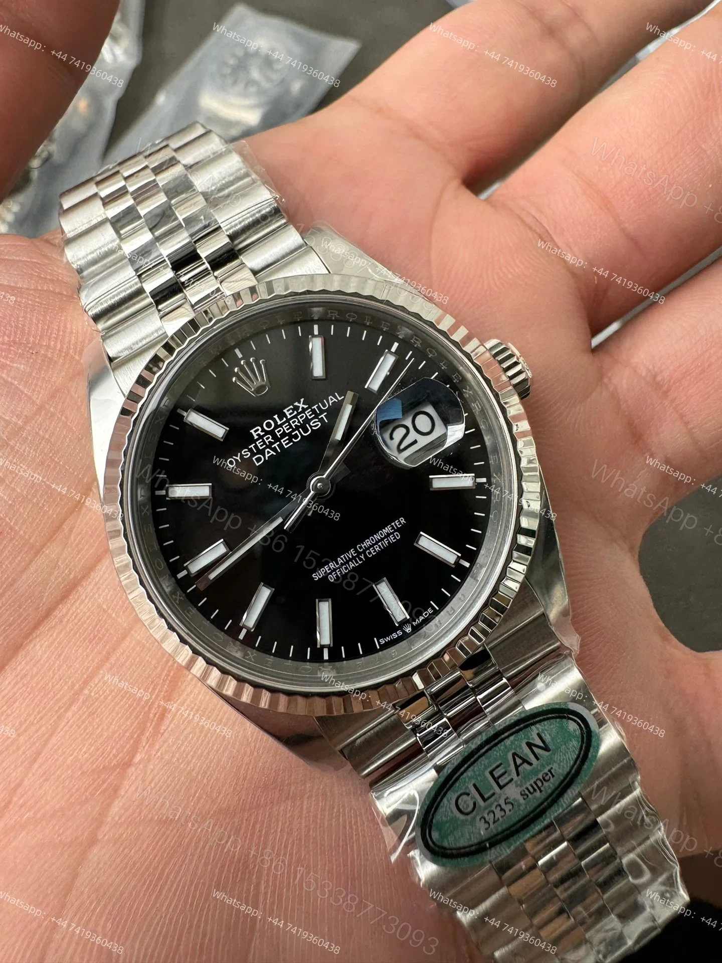 View 5 of Rolex Datejust M126334-0006 Black Dial 1:1 Replica Jubilee 36MM 3235 Movement Super Clone Watch