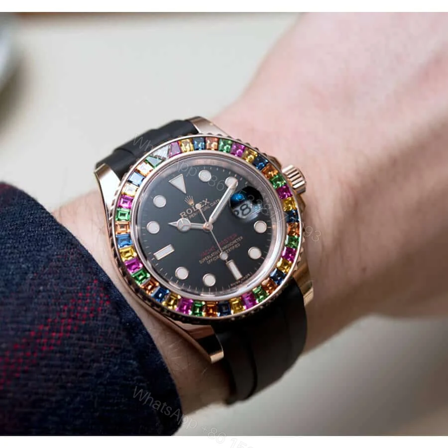 View 4 of Rolex Yacht-Master 116695SATS Super Clone : Everose Gold Gem-Set Bezel 40mm