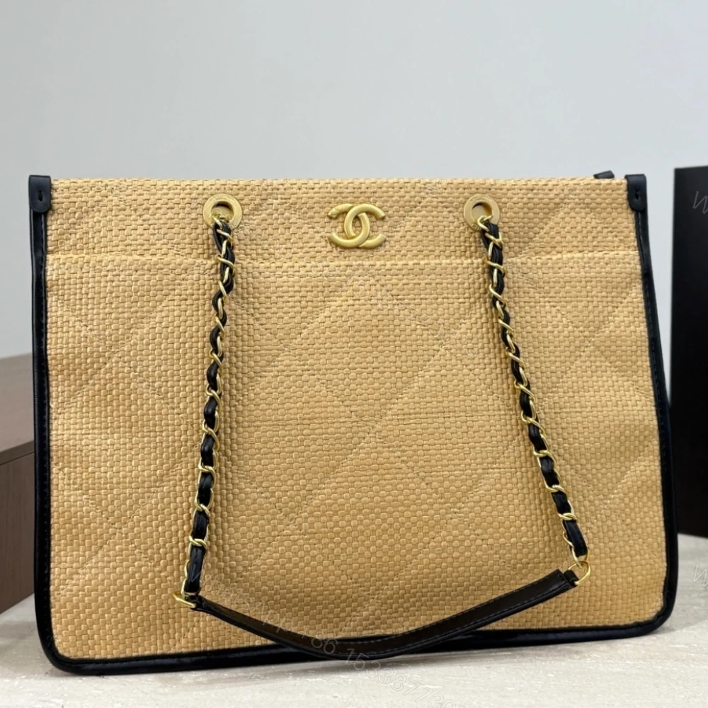 View 2 of Chanel Shopping Bag Natural Straw Beige 39Cm