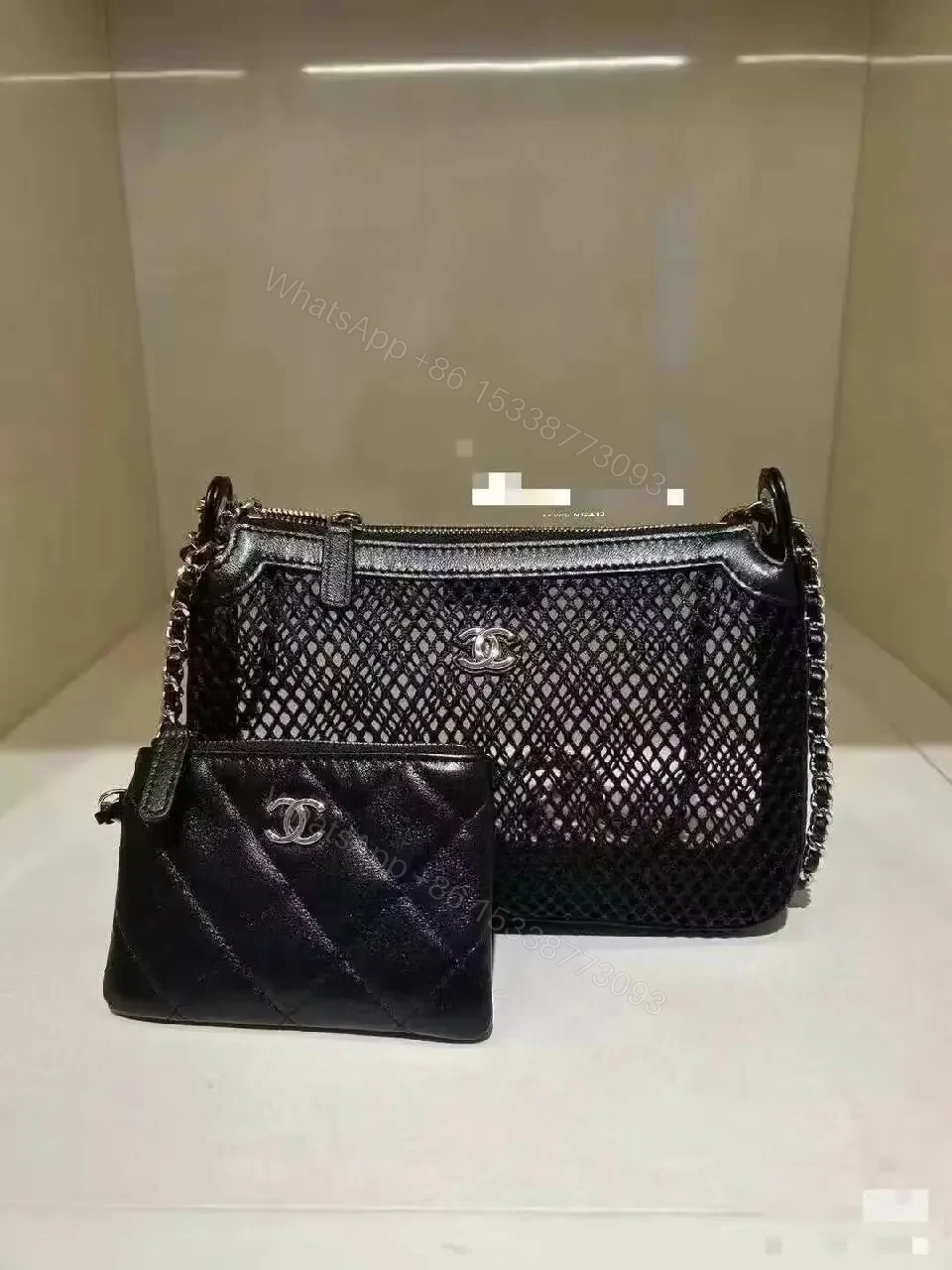 View 2 of Net-Texture Bag + Cardholder: Luxe, Durable, Modern Crossbody