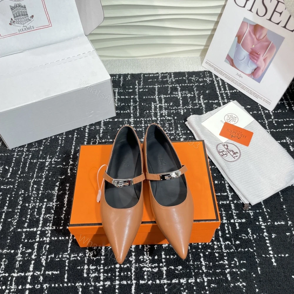 高仿Hermes*Kelly系列H251002Z04小牛皮休閒單鞋棕色免檢版 — view 1