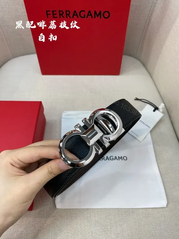 View 6 of Premium Black Leather Belt with Signature Hardware Belt
