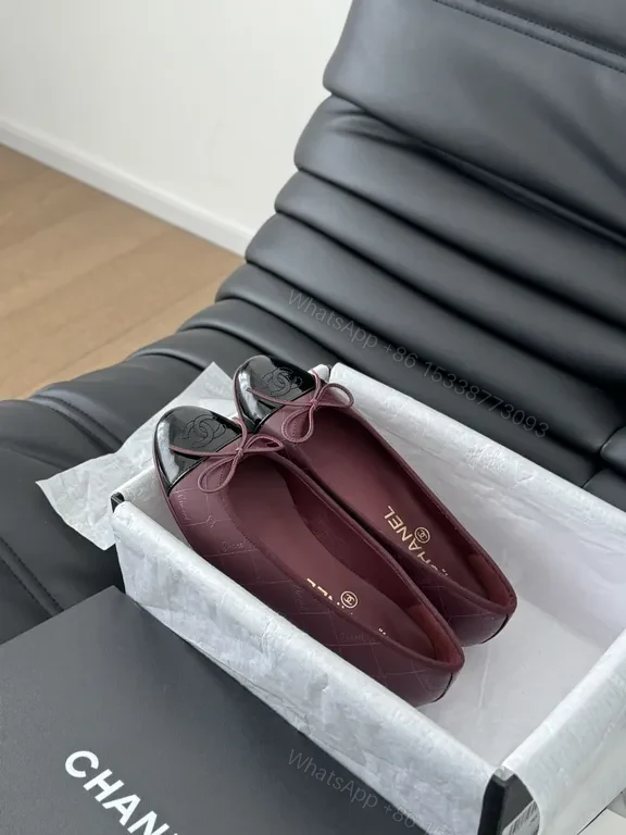 View 3 of Burgundy Patent-Toe Ballet Flats - Luxury Chic Comfort