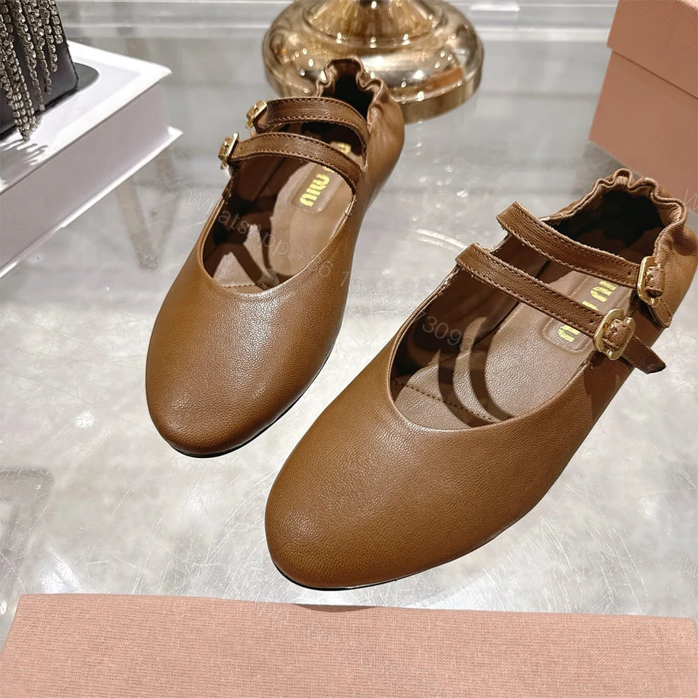 View 7 of MIUMIU Ruched Nappa Leather Ballet Flats 181975