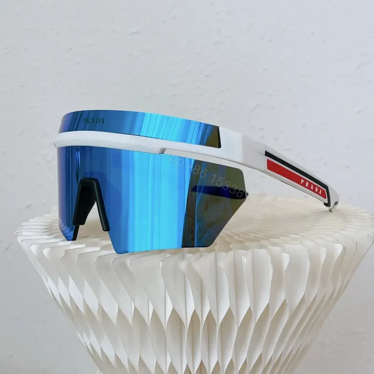 View 6 of Prada Shield Sunglasses â€“ White Frame, UV400, Luxe Edge
