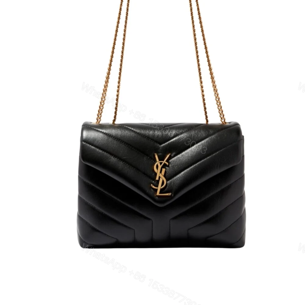 Saint Laurent Loulou Small Chain Bag In Matelassé Y Black Gold 23Cm 494699DV7271000 — view 1