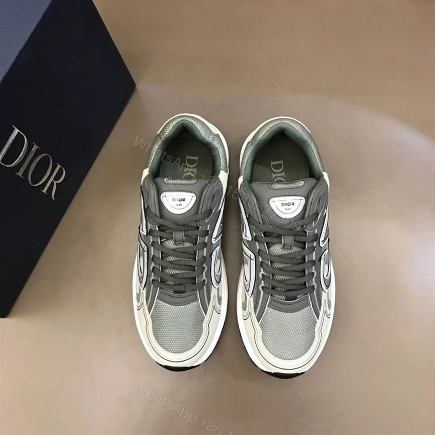 View 8 of DIOR B30 SNEAKERS OLIVE MESH AND CREAM TECHNICAL FABRIC – CD86