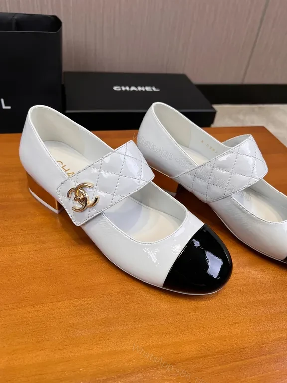 View 4 of Chanel-Style Mary Jane Pumps, Two-Tone Cap Toe, Quilted Strap