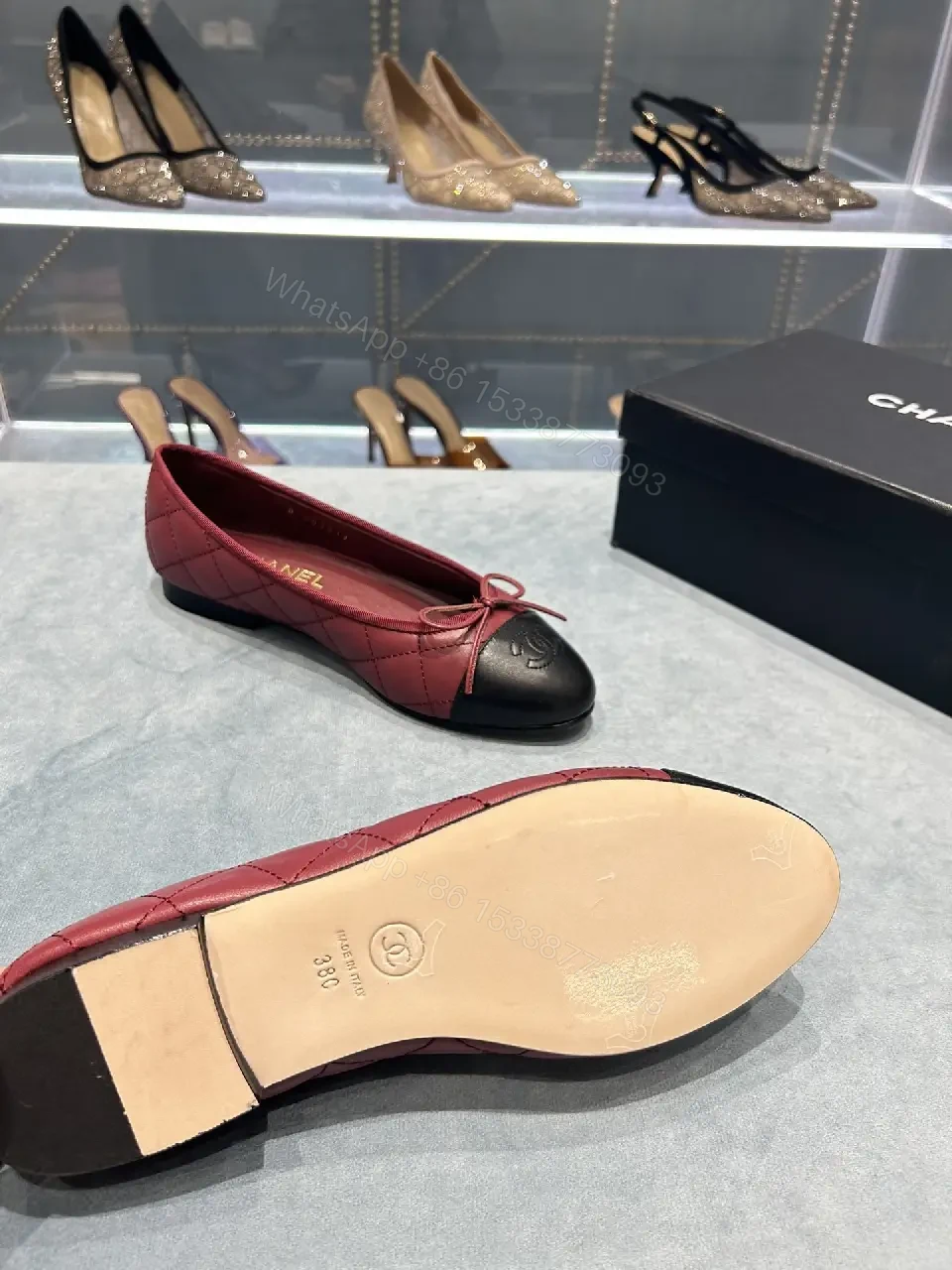 View 7 of Quilted Leather Ballet Flats with Cap Toe