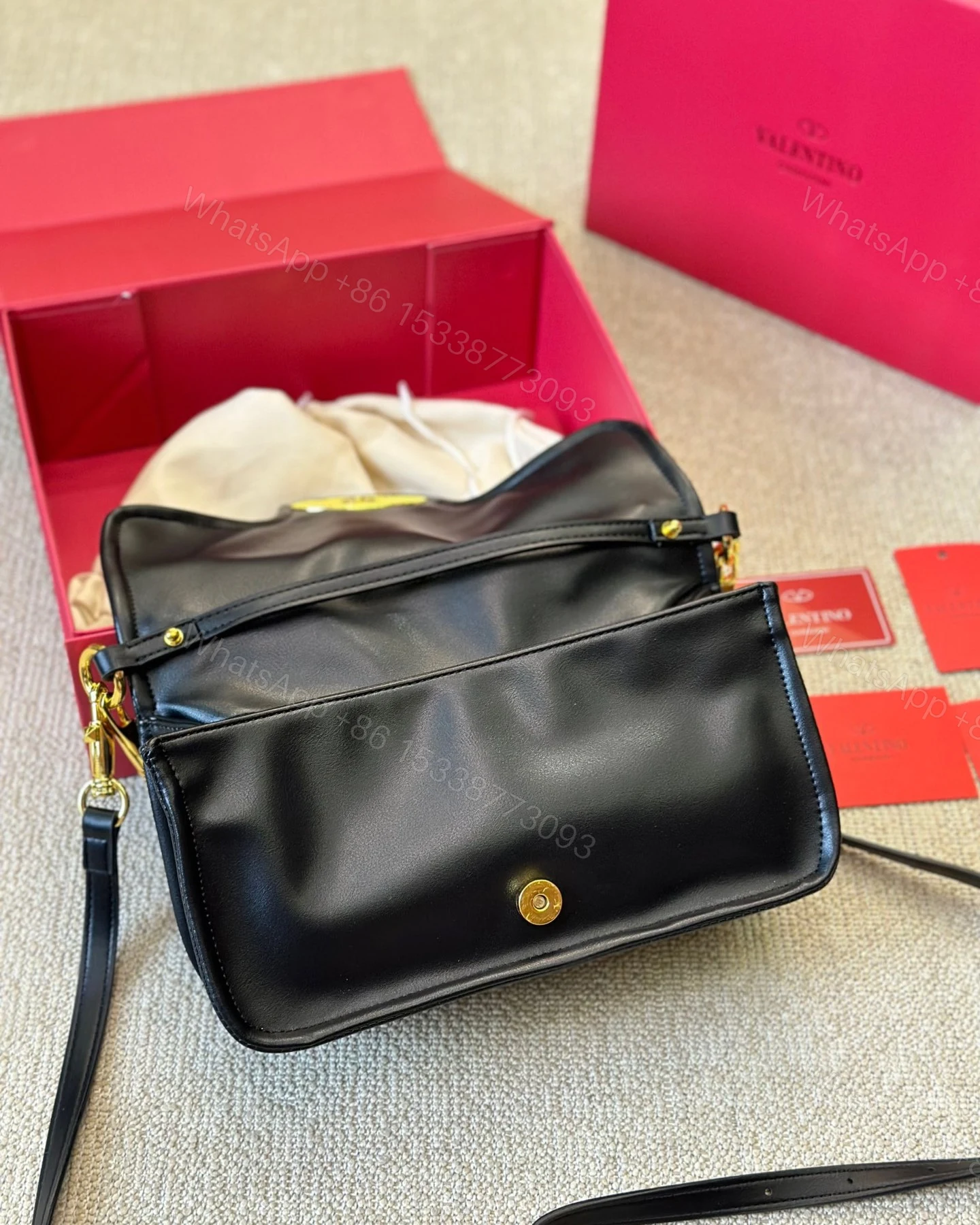 View 7 of VALENTINO GARAVANI VLOGO 1960 NAPPA LEATHER SHOULDER BAG BLACK 28CM 4W0B0N48ZFJ 0NO