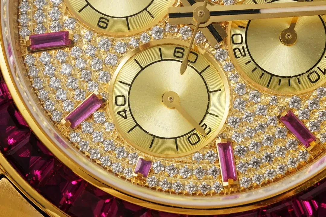 View 5 of Glamorous pink diamond daytona replica 40MM Yellow Gold Edition RG-DAYTONA-PINK-DIAMOND-YG