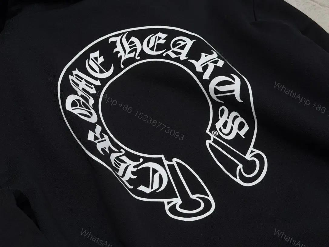 View 3 of Premium Black Zip Hoodie with Ornate Sleeve Embellishments