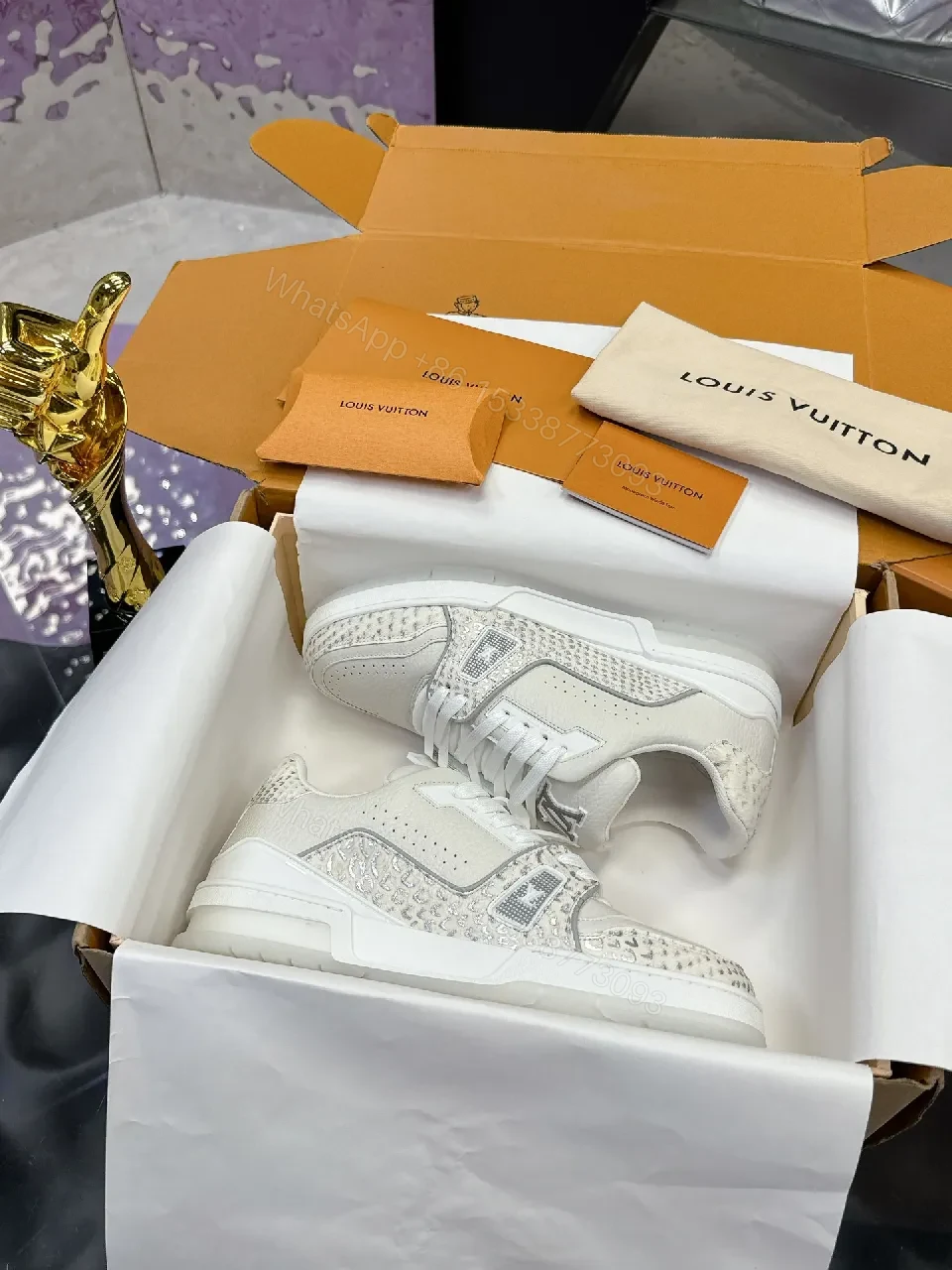 View 7 of White Leather-Luxe Snakeskin Runner: Modern Minimal Luxury Sneaker