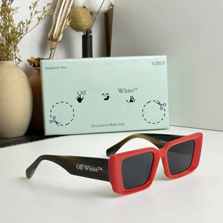 View 4 of Bold White Square Frames Sunglasses with Off-White Branding