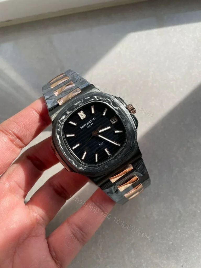 View 8 of Replica Patek Philippe Nautilus DiW Carbon Black Dial