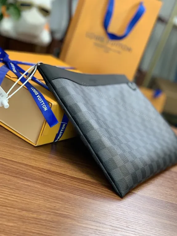 View 8 of Monochrome Graphite Crossbody: Damier Luxe, Black Trim, Compact Convenience