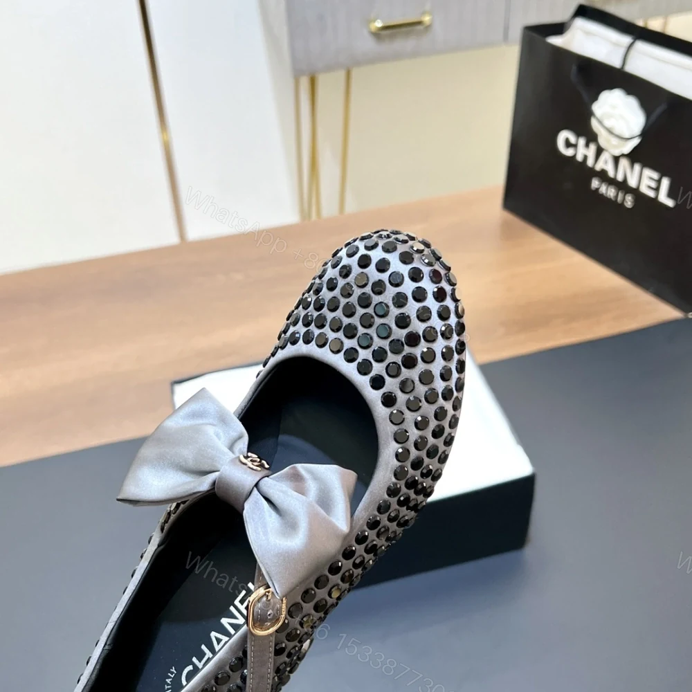 View 9 of 高仿Chanel*G45749A緞子水鑽圓頭單鞋深灰4.5CM免檢版