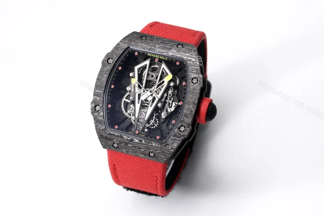 View 3 of Richard Mille RM27-03 Ultra-Light Tourbillon Watch – Black Carbon Fiber Case, Red Rubber Strap, Spanish Matador Design