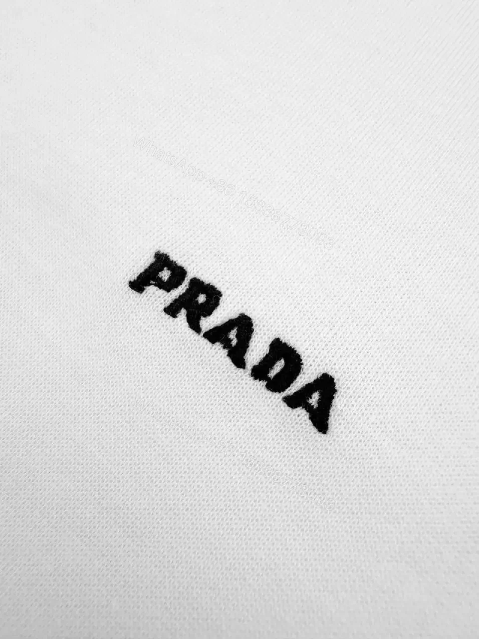 View 10 of White Cotton Crew-Neck Tee with Minimal Logo PRADA Basic Shirt