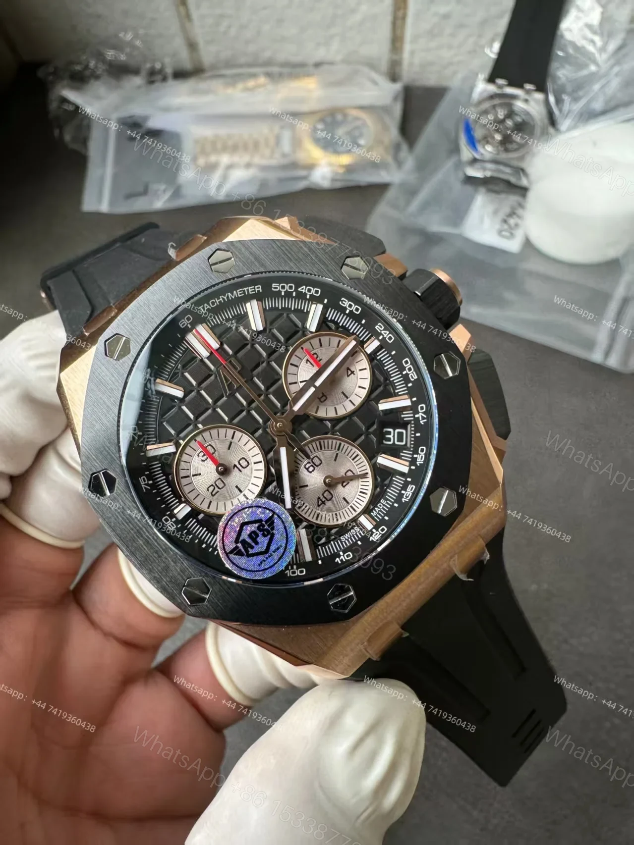 View 9 of Audemars Piguet Super Clone Royal Oak Offshore Rose Gold 26420 Black Dial Chronograph 43mm