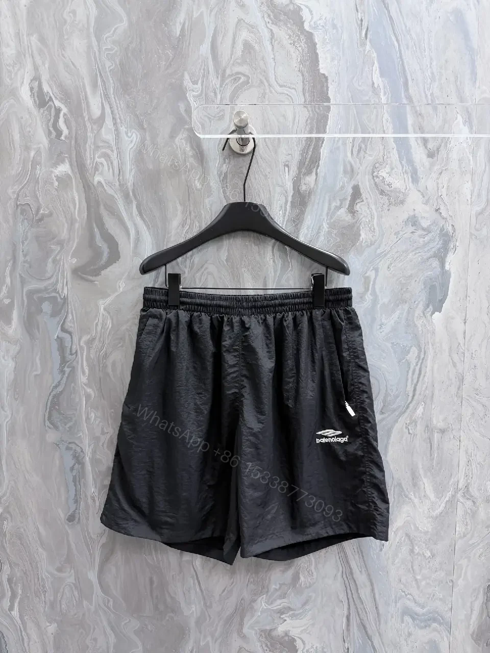 View 11 of Black Nylon Tech Shorts Lightweight Balenciaga Drawstring Closure Short Pants