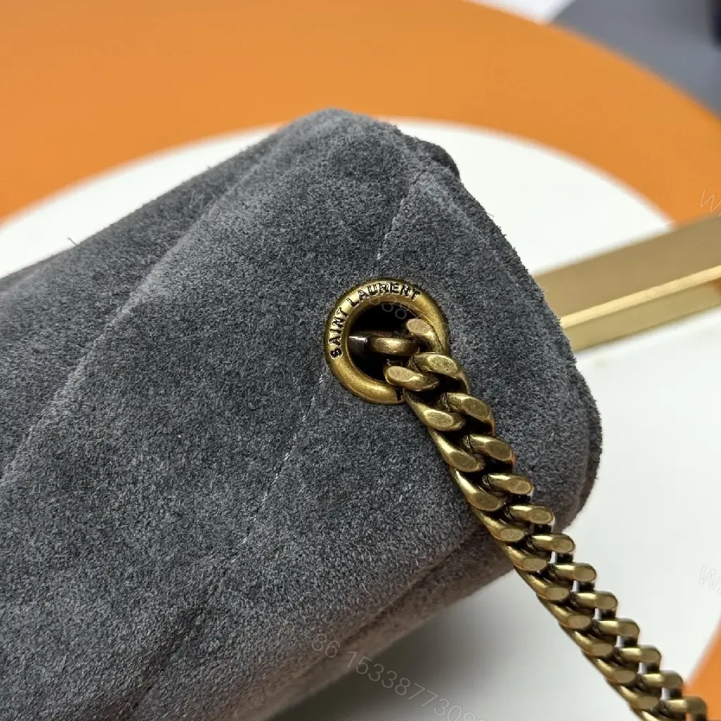 View 5 of Velvet Shoulder Bag: Gold Logo, Chain Strap, chic style