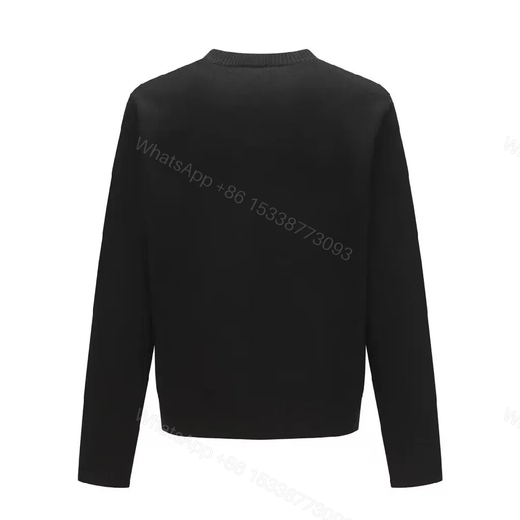 View 3 of Black Knit Crewneck with White Pony Graphic — Modern Comfort Sweater