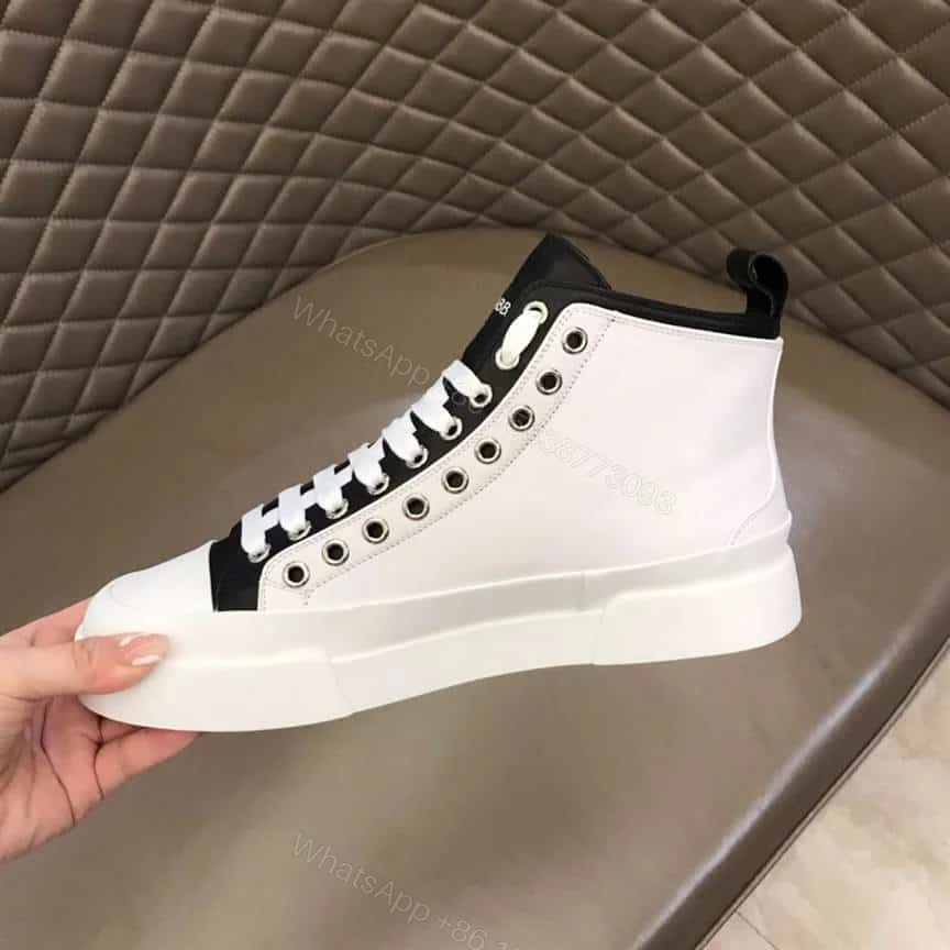View 3 of DOLCE AND GABBANA QUILTED TWO-TONE NYLON PORTOFINO LIGHT MID-TOP SNEAKERS IN WHITE – DG107