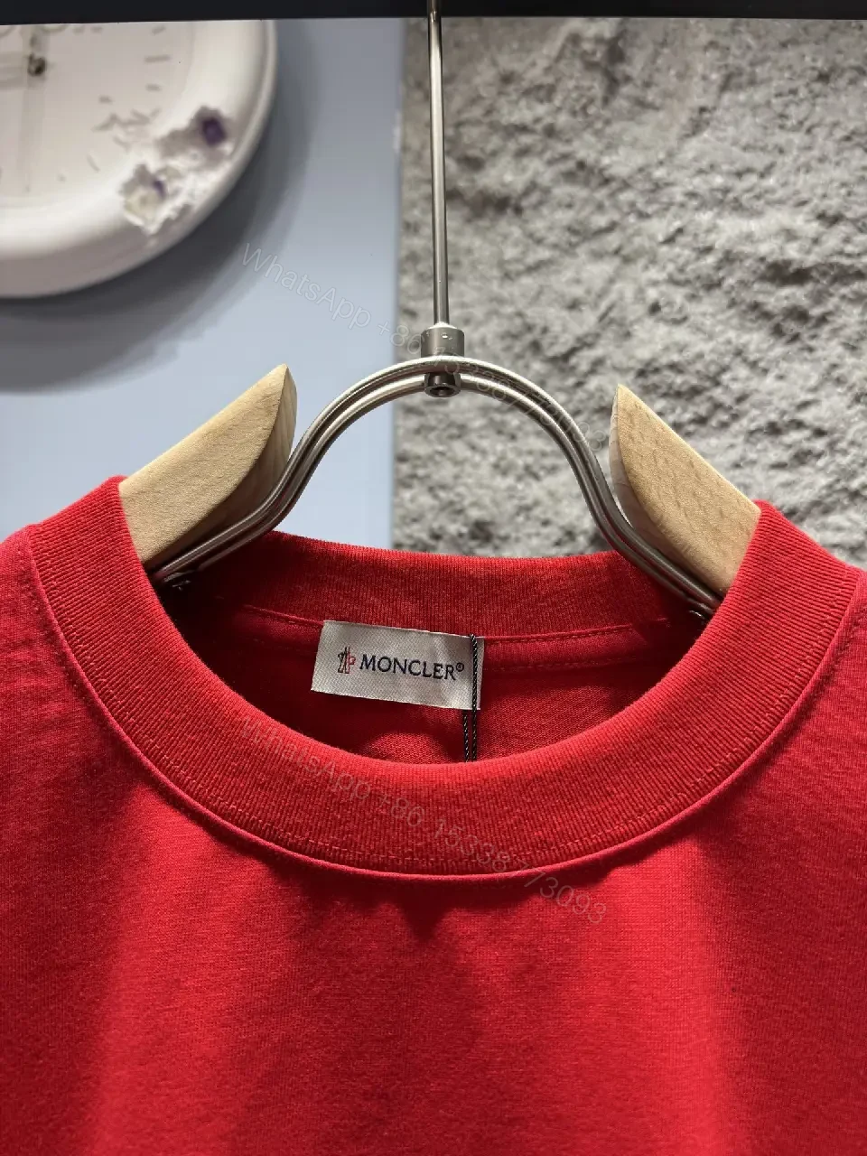 View 5 of Red Cotton Tee: Bold Red Luxury Classic Crew Neck Tee