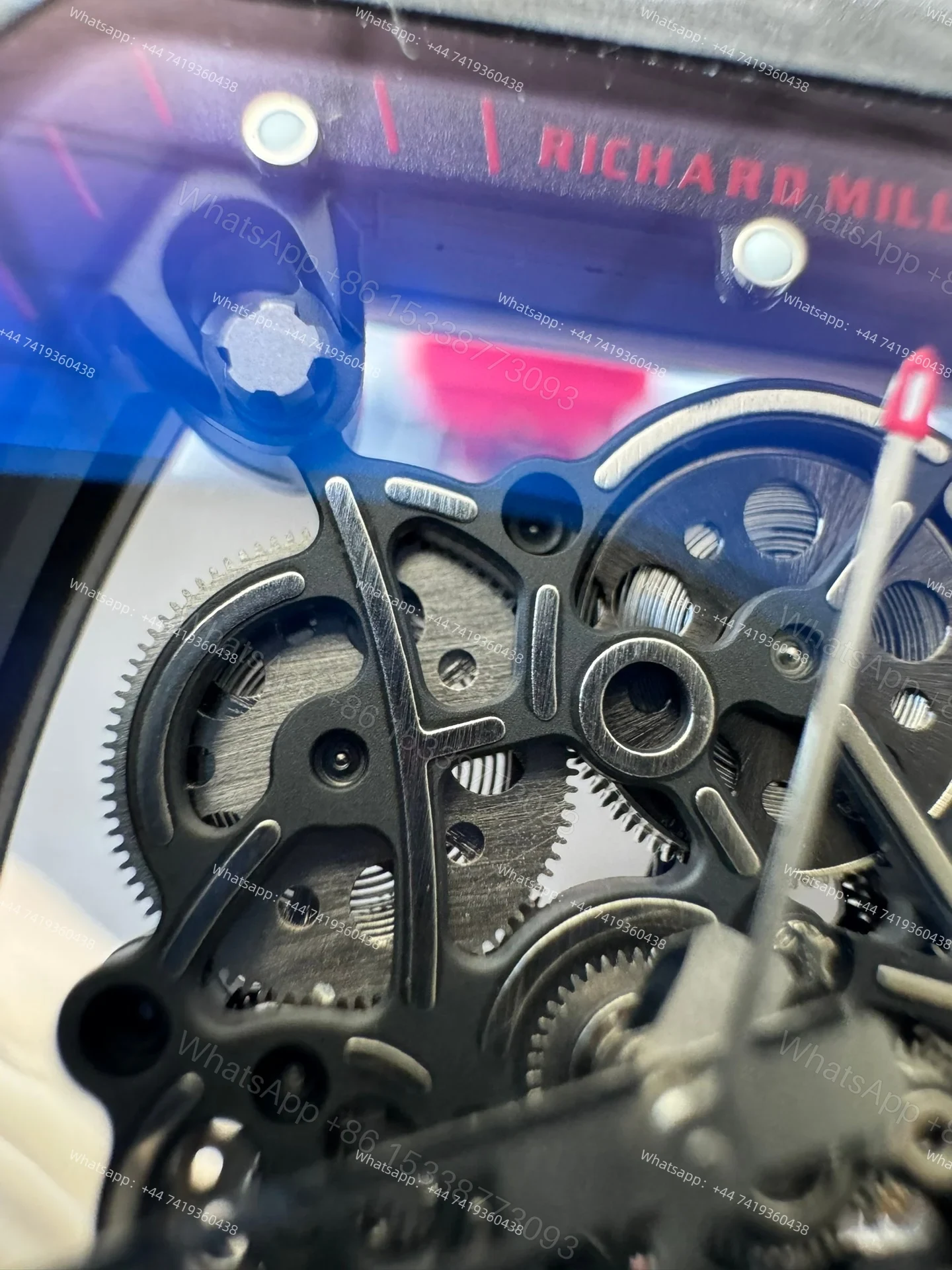View 12 of Super Clone Richard Mille RM 055 Carbon TPT Red Rubber Strap 1:1 Replica Watch