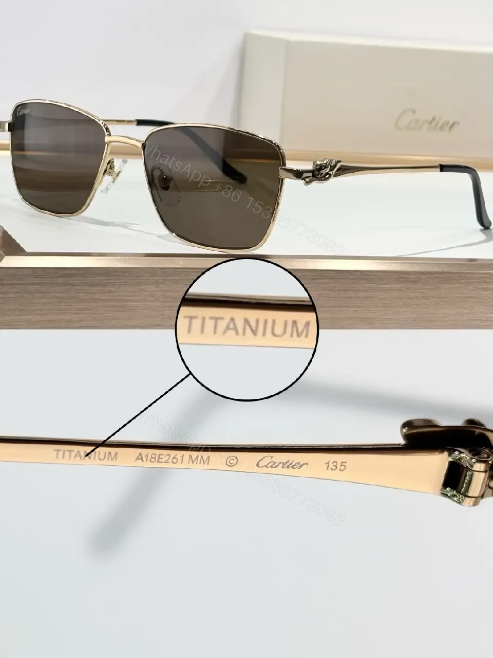 Lux Titanium-Frame Sunglasses with Cartier Detailing — view 1